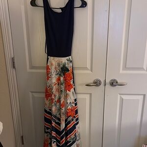 INC International Concepts Floral Maxi Dress with Navy Top